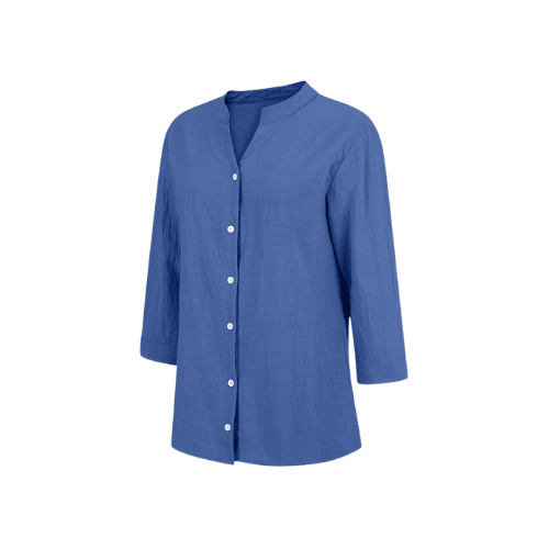 Women’s Plus Size Cotton-Linen Gauze Blouse – Flowy Button-Down Shirt