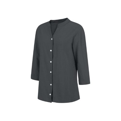 Women’s Plus Size Cotton-Linen Gauze Blouse – Flowy Button-Down Shirt