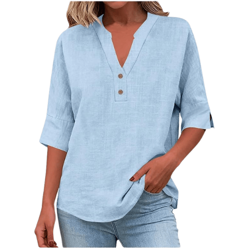 Women’s 3/4 Sleeve Linen-Texture Blouse