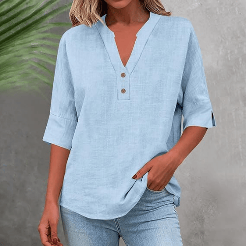 Women’s 3/4 Sleeve Linen-Texture Blouse