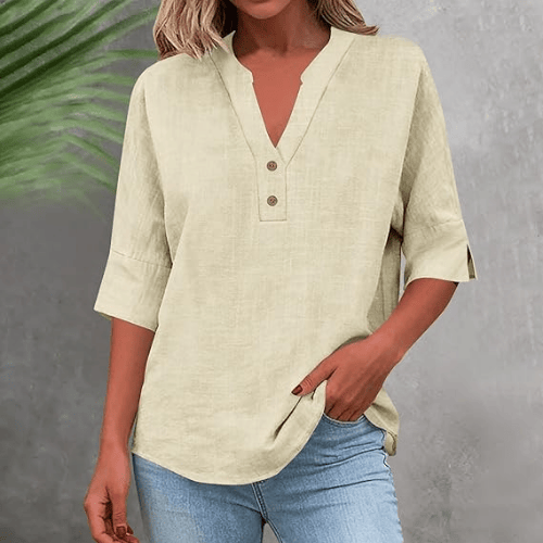 Women’s 3/4 Sleeve Linen-Texture Blouse