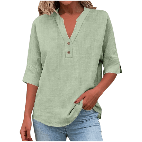 Women’s 3/4 Sleeve Linen-Texture Blouse