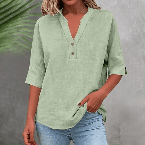 Women’s 3/4 Sleeve Linen-Texture Blouse