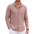 Men’s Long Sleeve Cotton-Linen Striped Shirt