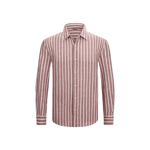 Men’s Long Sleeve Cotton-Linen Striped Shirt