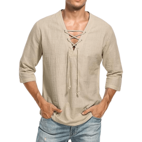 Men’s Cotton-Linen Hippie Beach Shirt