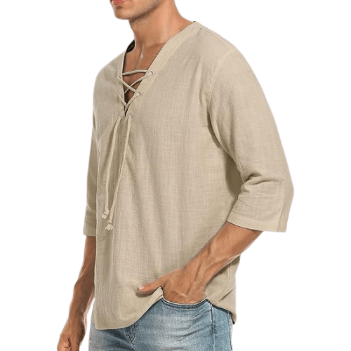Men’s Cotton-Linen Hippie Beach Shirt