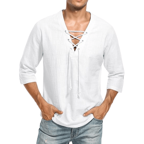 Men’s Cotton-Linen Hippie Beach Shirt