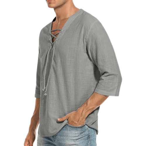 Men’s Cotton-Linen Hippie Beach Shirt
