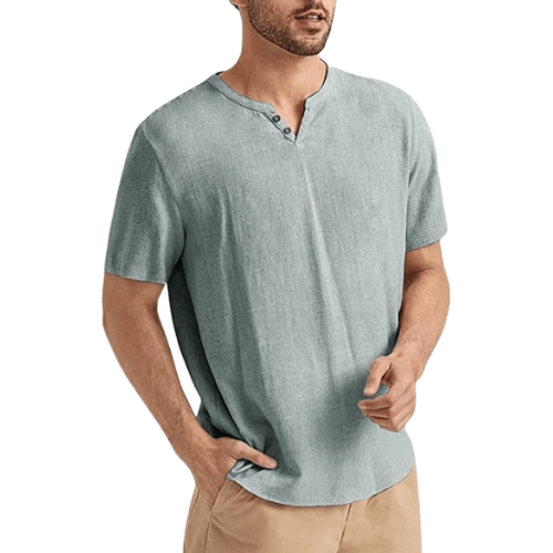 Men’s Cotton-Linen Henley Shirt