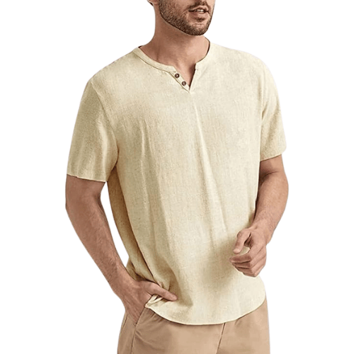 Men’s Cotton-Linen Henley Shirt