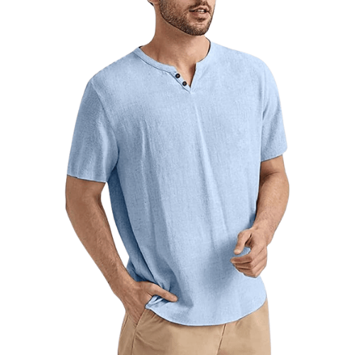 Men’s Cotton-Linen Henley Shirt
