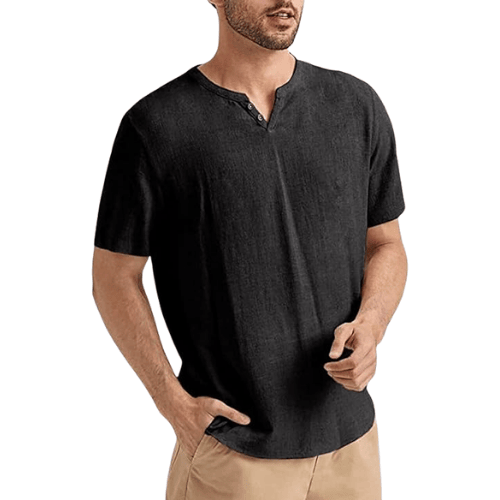 Men’s Cotton-Linen Henley Shirt