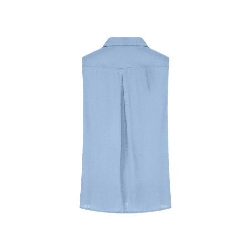 Women’s Sleeveless Cotton-Linen Button-Up – Oversized Collared Work Shirt