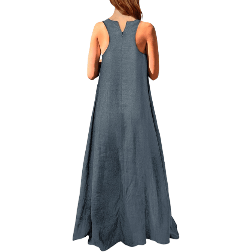 Modern "Ethereal Linen" Maxi – Sleeveless Racerback Minimalist Dress